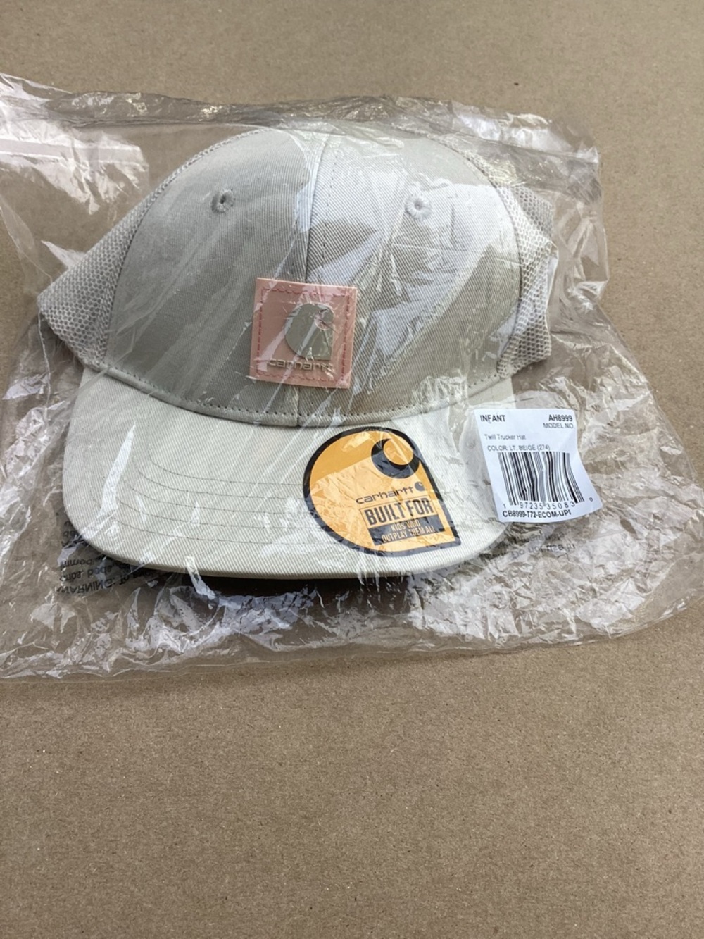 Carhartt Infant Light Tan Five-Panel Cap with Leather Patch